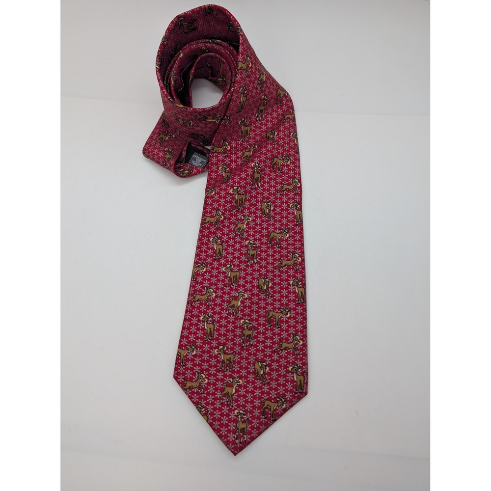 Rudolph Red-Nosed Reindeer Men's Silk Christmas Holiday Tie 58" Long 3.75" Wide